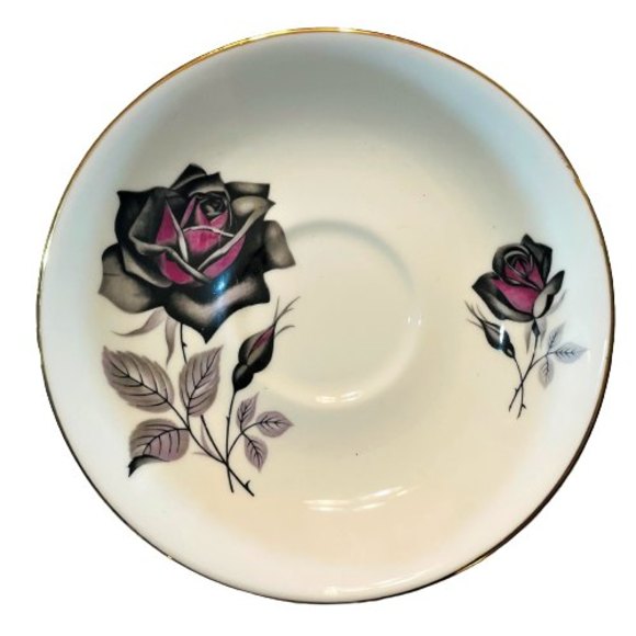 Royal Sandford Purple Roses Bone China 22k Gold‎ Trim Tea Cup/Saucer Set England - Picture 6 of 9